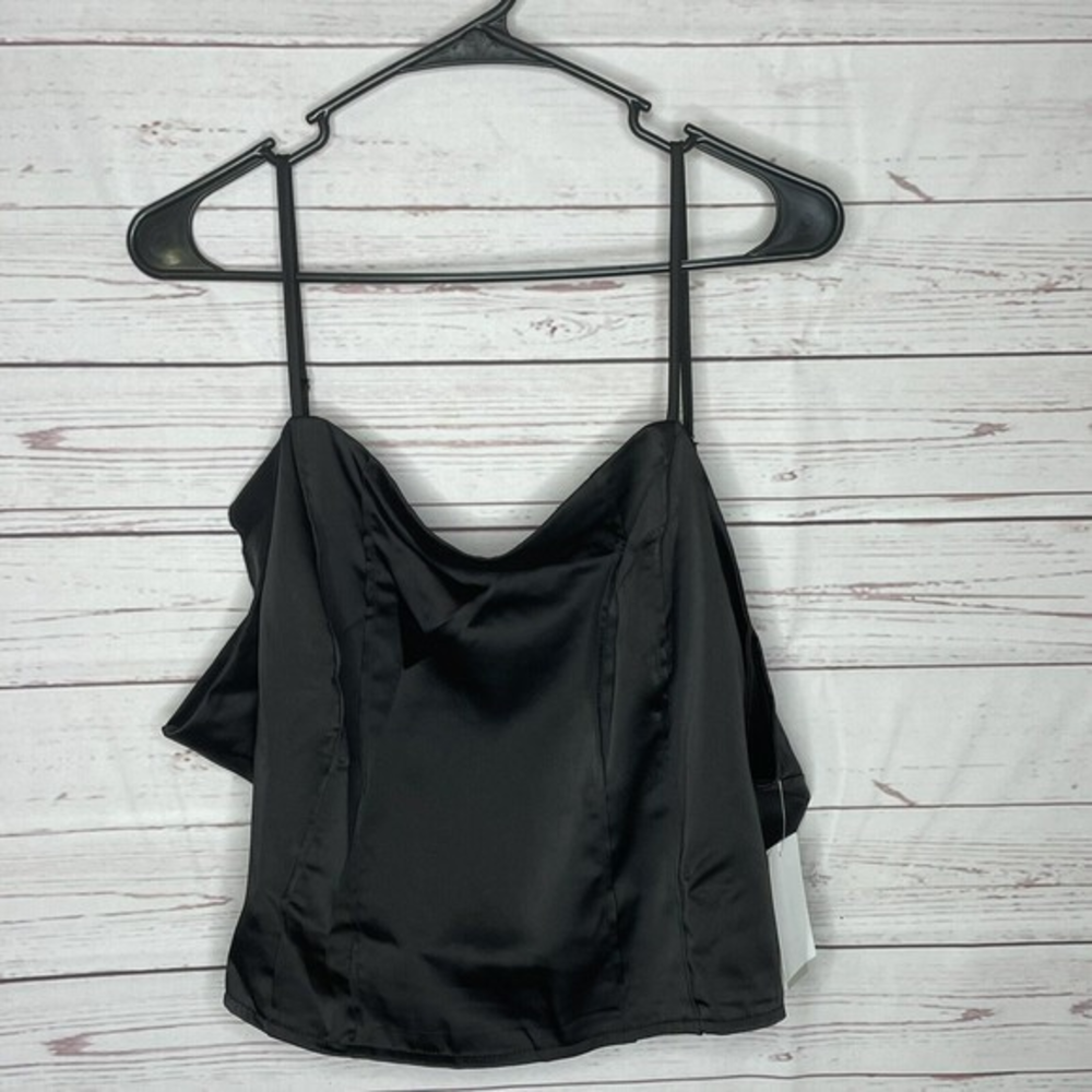 New  PB Nordstrom sz‎ 4X black Satiny cami spaghetti straps formal party Club